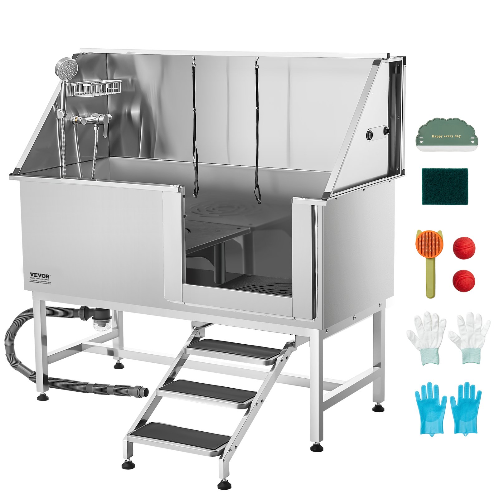 Lemmikkien pesuallas North Craft K2E01012, 157x70 cm, ruostumaton teräs, hopea
