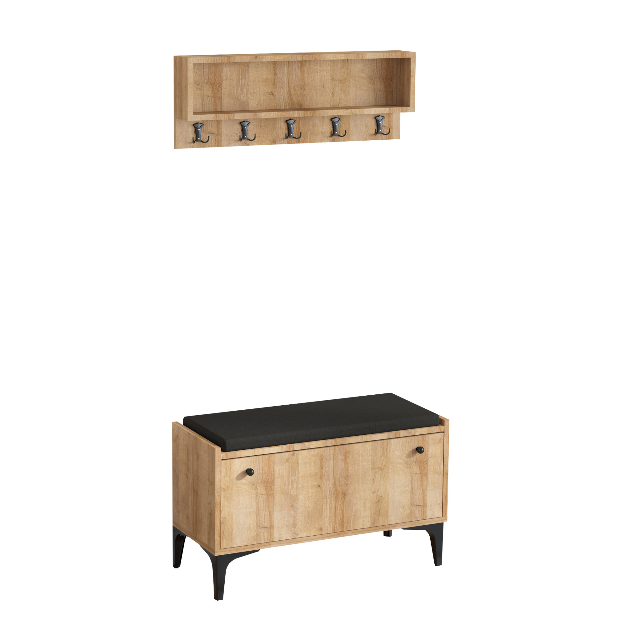 Kenkäkaappi Valento Furniture Lenna, 80x49x35cm, tammi