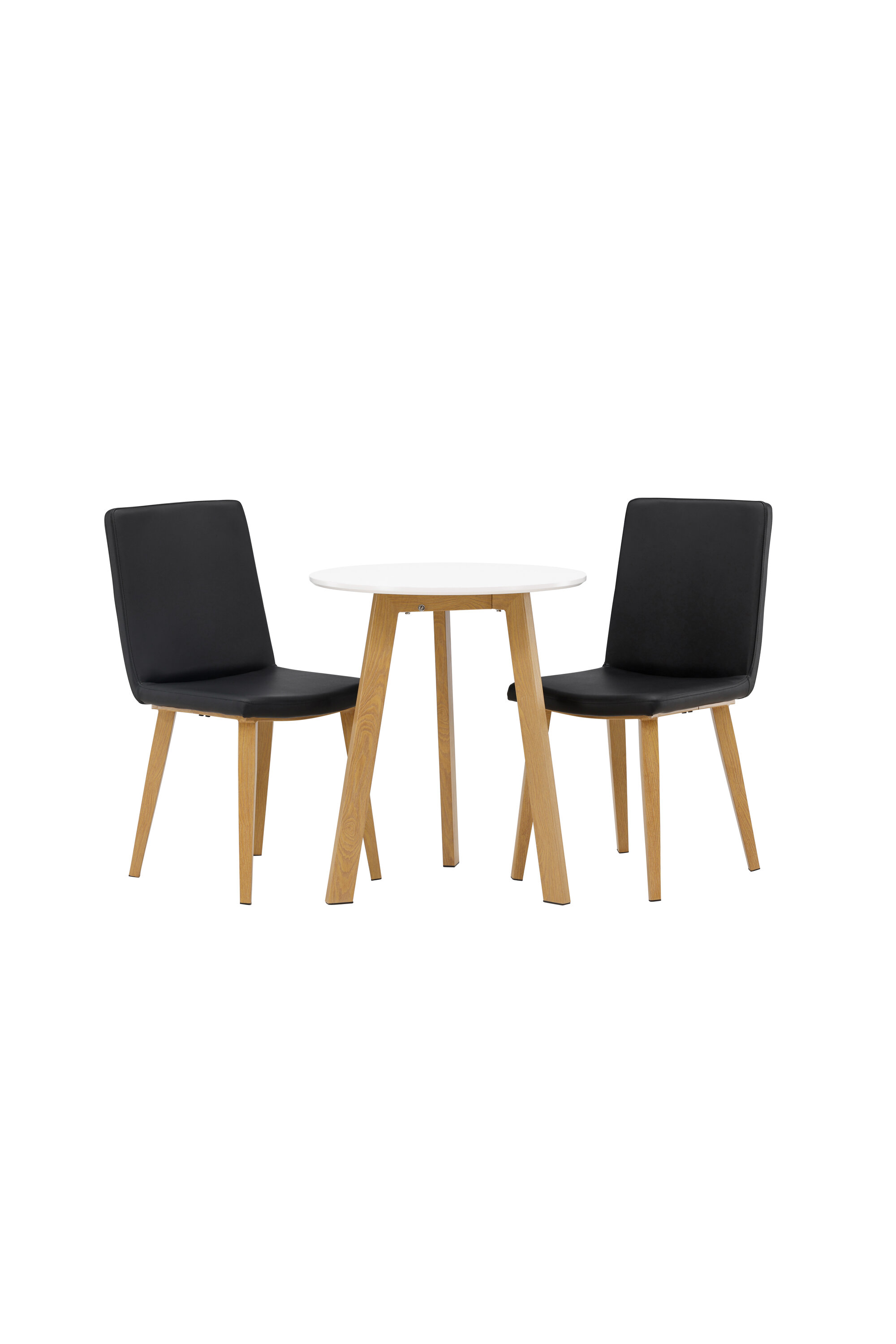 Ruokailuryhmä Venture Home Leonora/Today, Ø65cm pöytä + 2 tuolia, valkoinen/musta