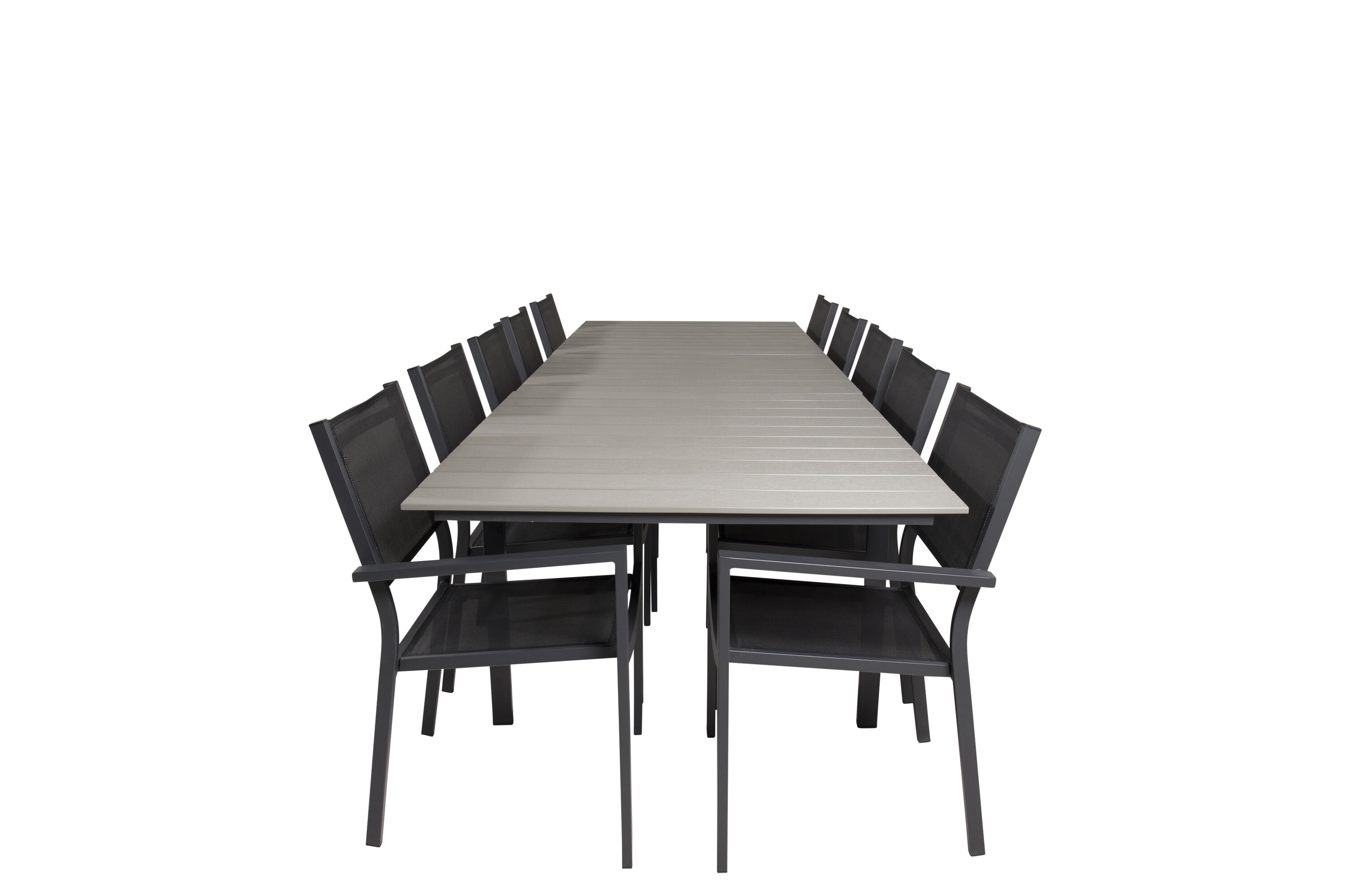 Ruokailuryhmä Venture Home Levels/Copacabana, 224x100cm pöytä + 10 tuolia, musta/harmaa