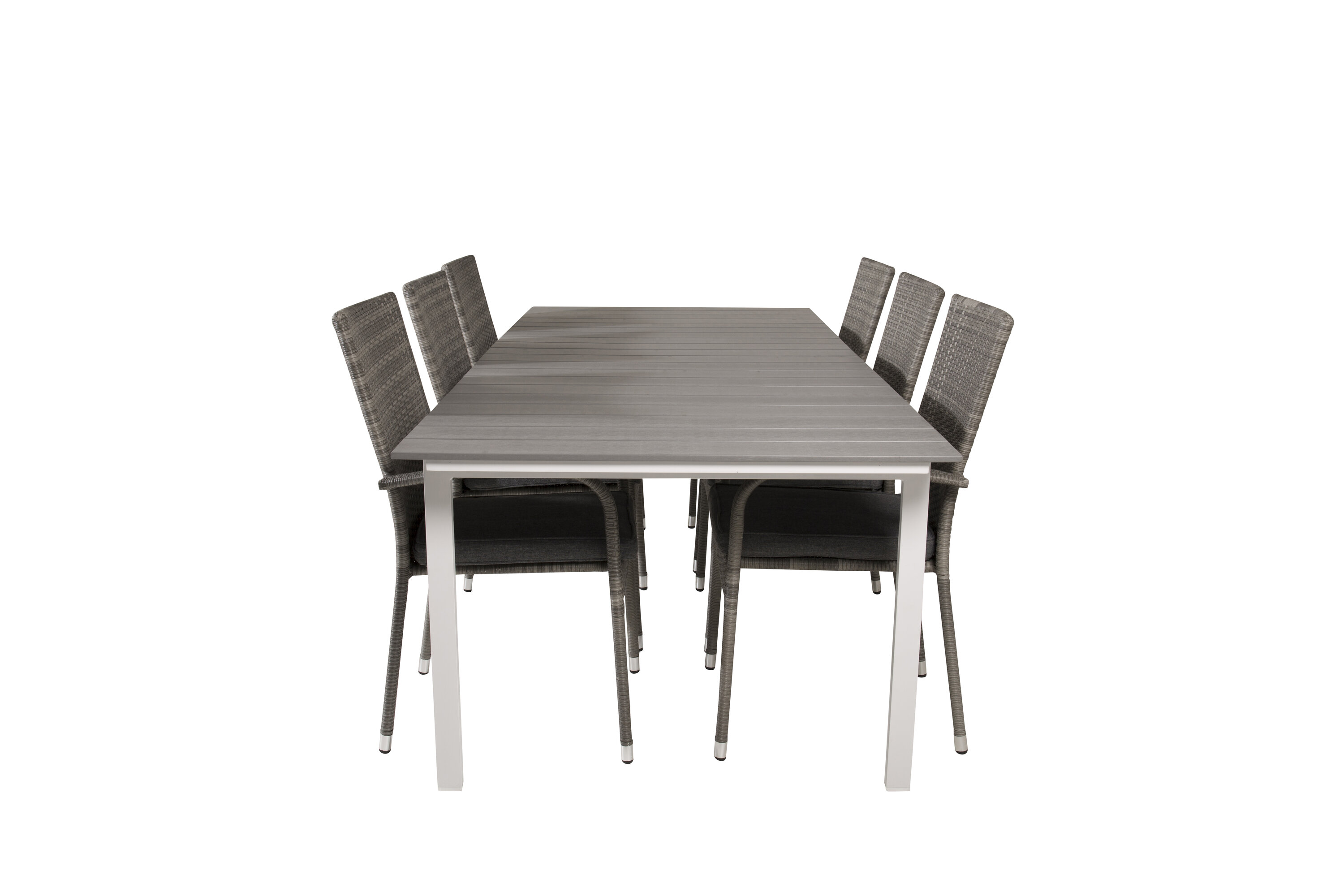 Ruokailuryhmä Venture Home Levels/Anna, 224x100cm pöytä + 6 tuolia, harmaa/valkoinen