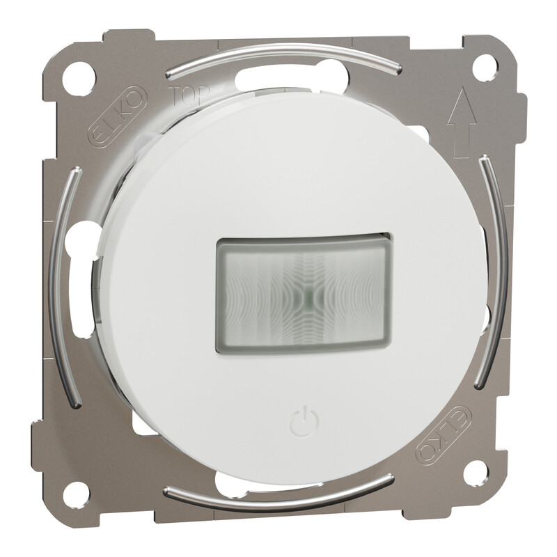Liiketunnistin painikkeella Schneider Electric ELKO One, PIR, 10A, 160°, IP21, UKR, uppoasennus, keskiölevyllä, ruuviliitos, valkoinen