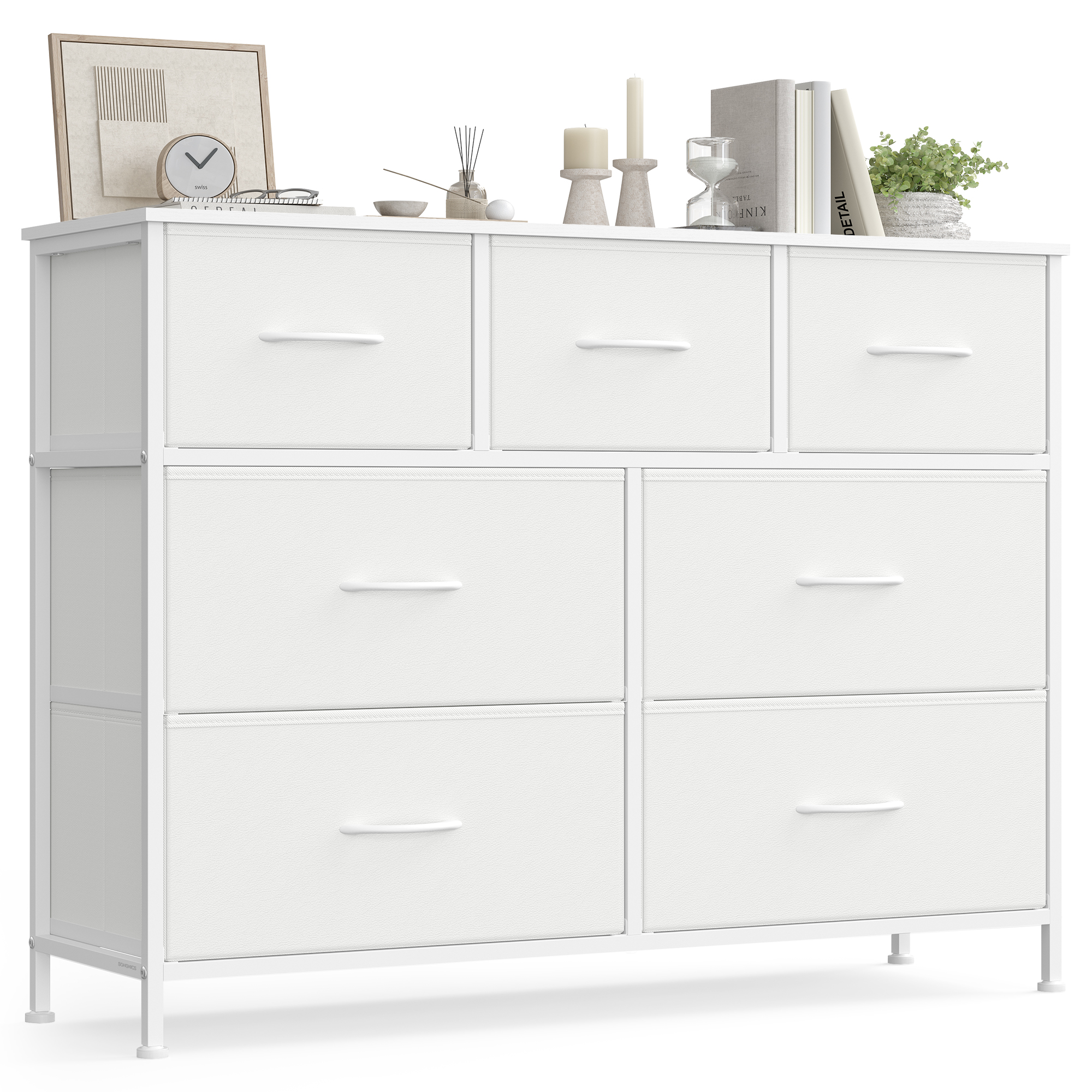 Lipasto Songmics Bellah, 30 x 98,8 x 73.7 cm, 7 vetolaatikkoa, valkoinen