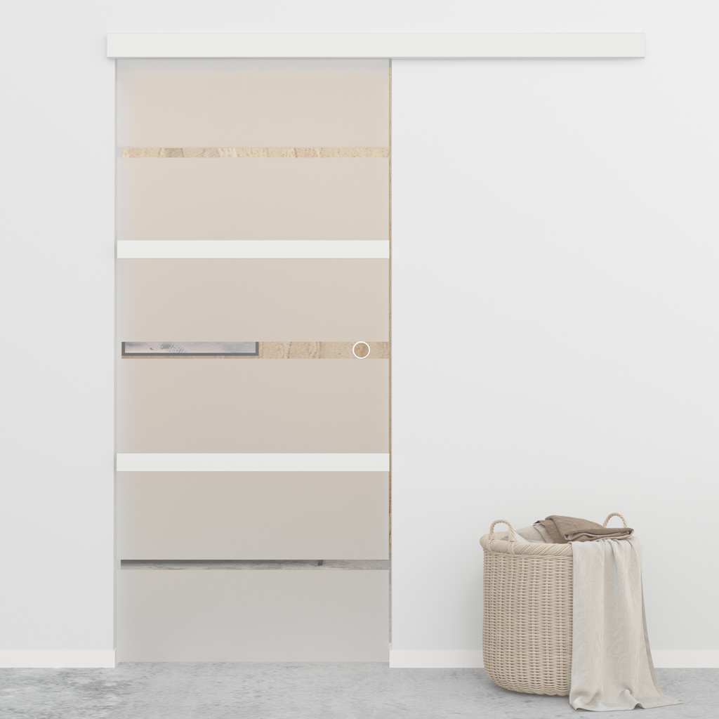Liukuovi ESG-lasi ja alumiini 90x205 cm hopea, huurrelasi raidoilla