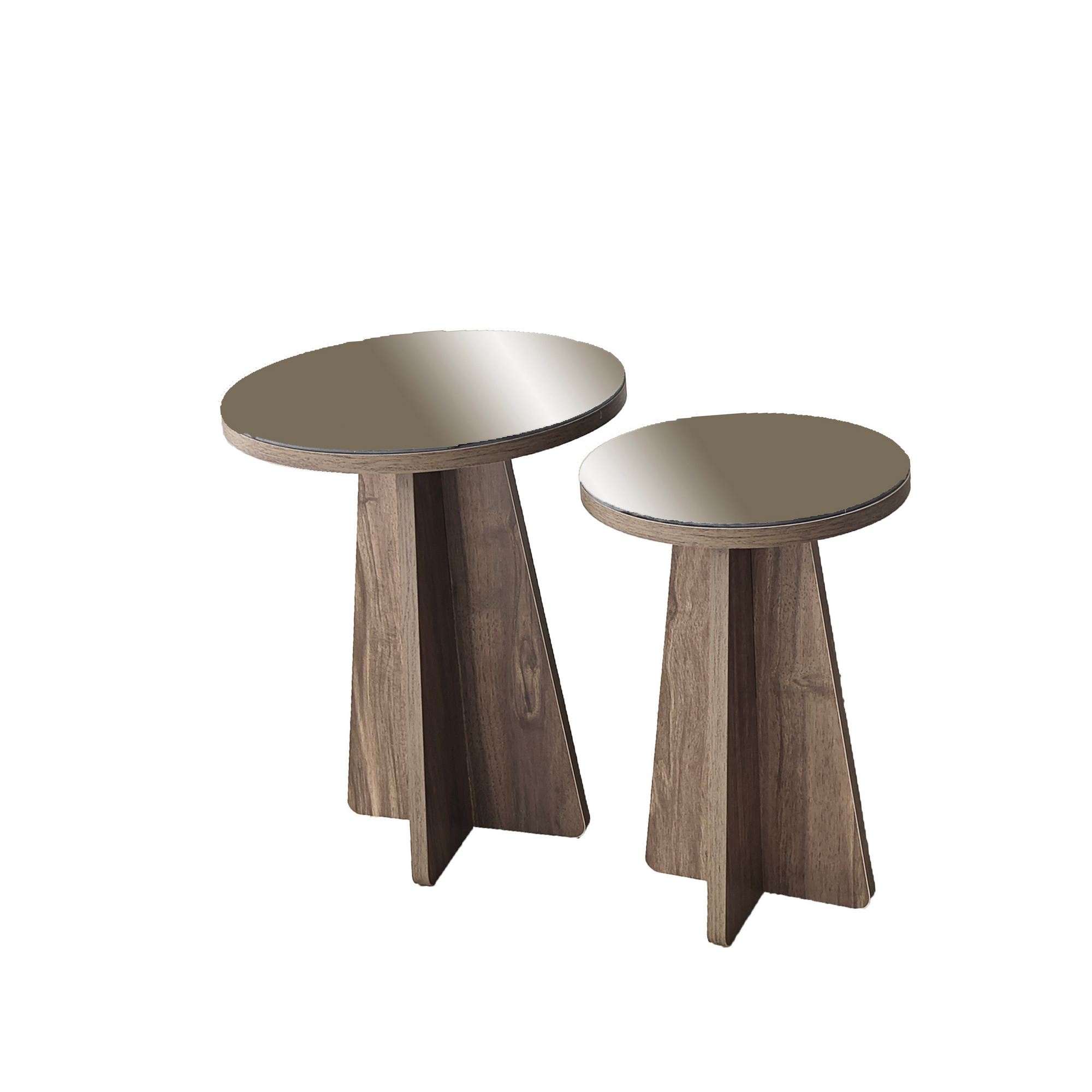 Sivupöytäsetti Valento Furniture Luna 2, pronssi/pähkinäpuu