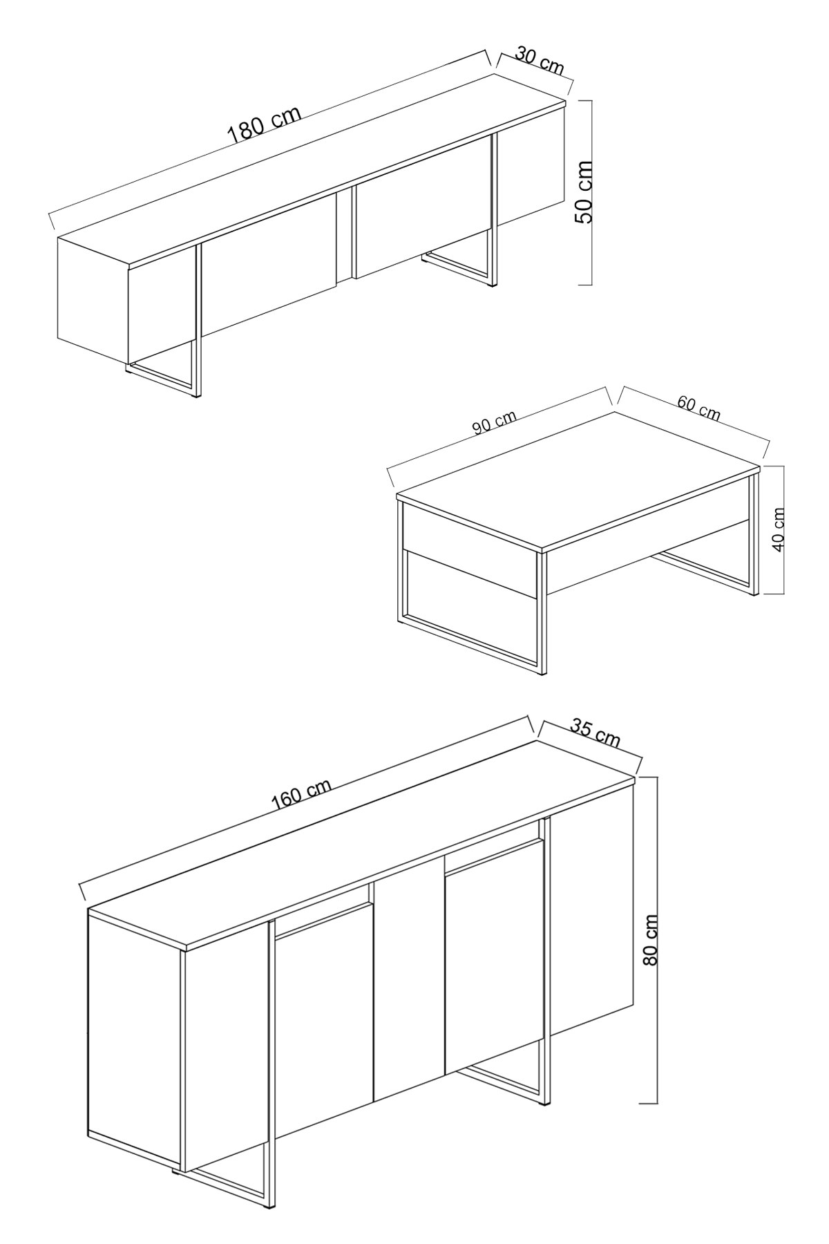 Olohuoneen kalustesarja Valento Furniture Luxe, Valkoinen &amp; Kulta