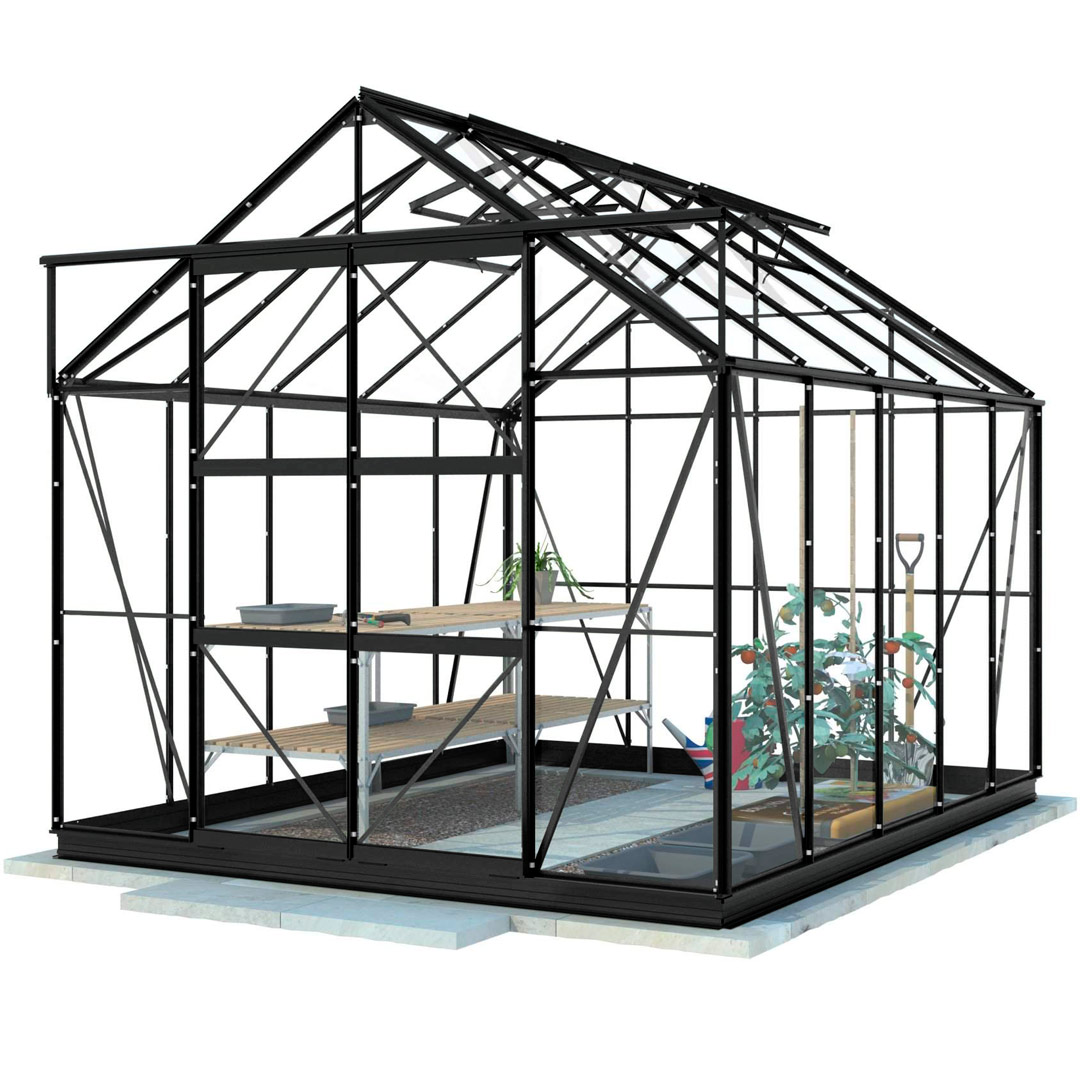 Kasvihuone Lykke Glass 8,2m² musta