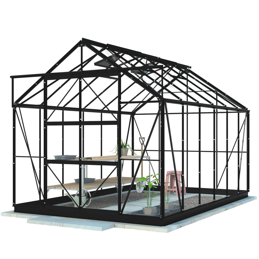 Kasvihuone Lykke, 9,7 m², hybrid, musta