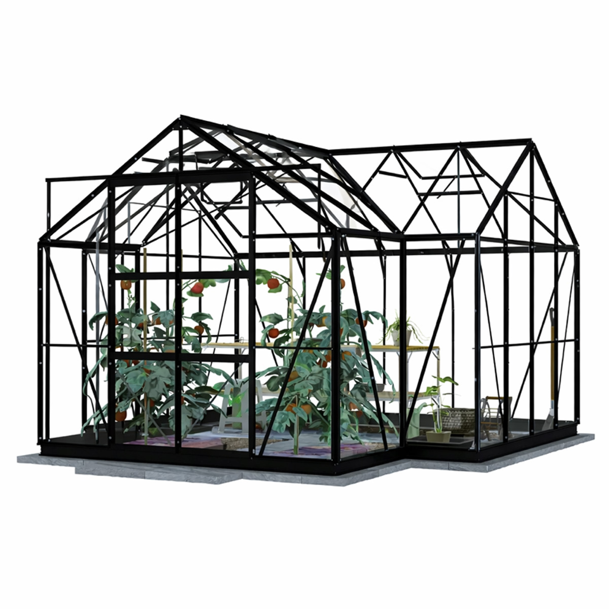Kasvihuone Lykke T-muotoinen, 12,8 m², musta