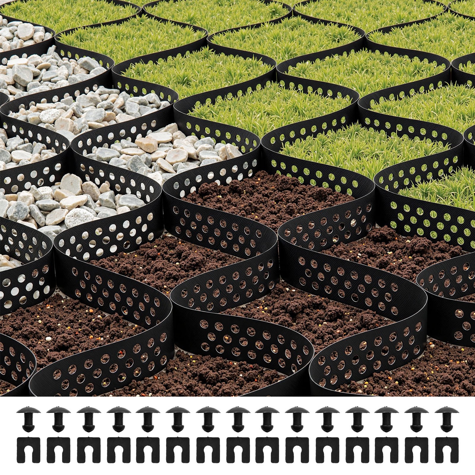 Maanvahvistuskenno North Craft Geo Grid, 520x270cm, 50mm syvyys, musta