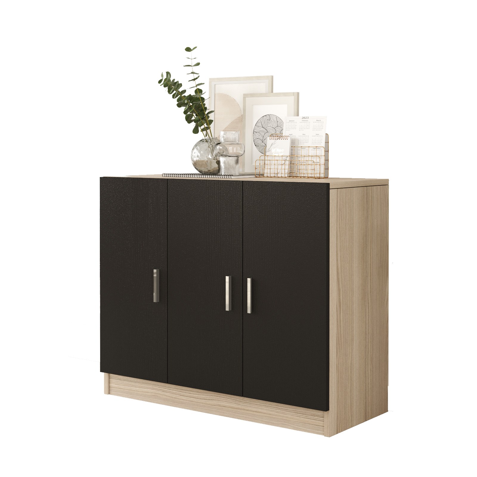 Matala kaappi Valento Furniture Vario E, kaksivärinen, tammi/musta