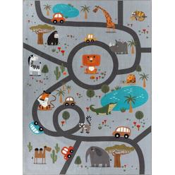 Matto KMCarpets Play Animals, 160x230 cm, Harmaa