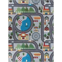 Matto KMCarpets Play Road, 140x200 cm, Harmaa