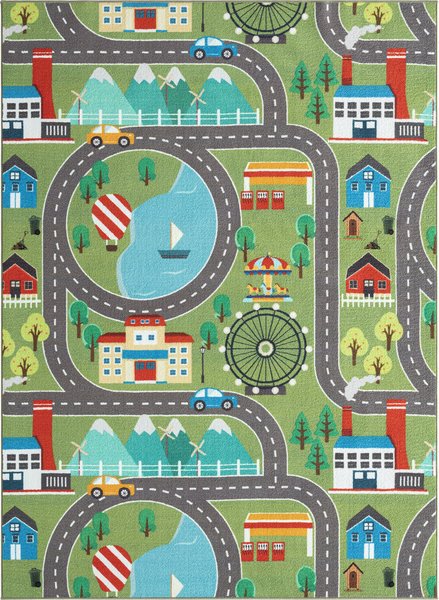Matto KMCarpets Play Road, 140x200 cm, Vihreä