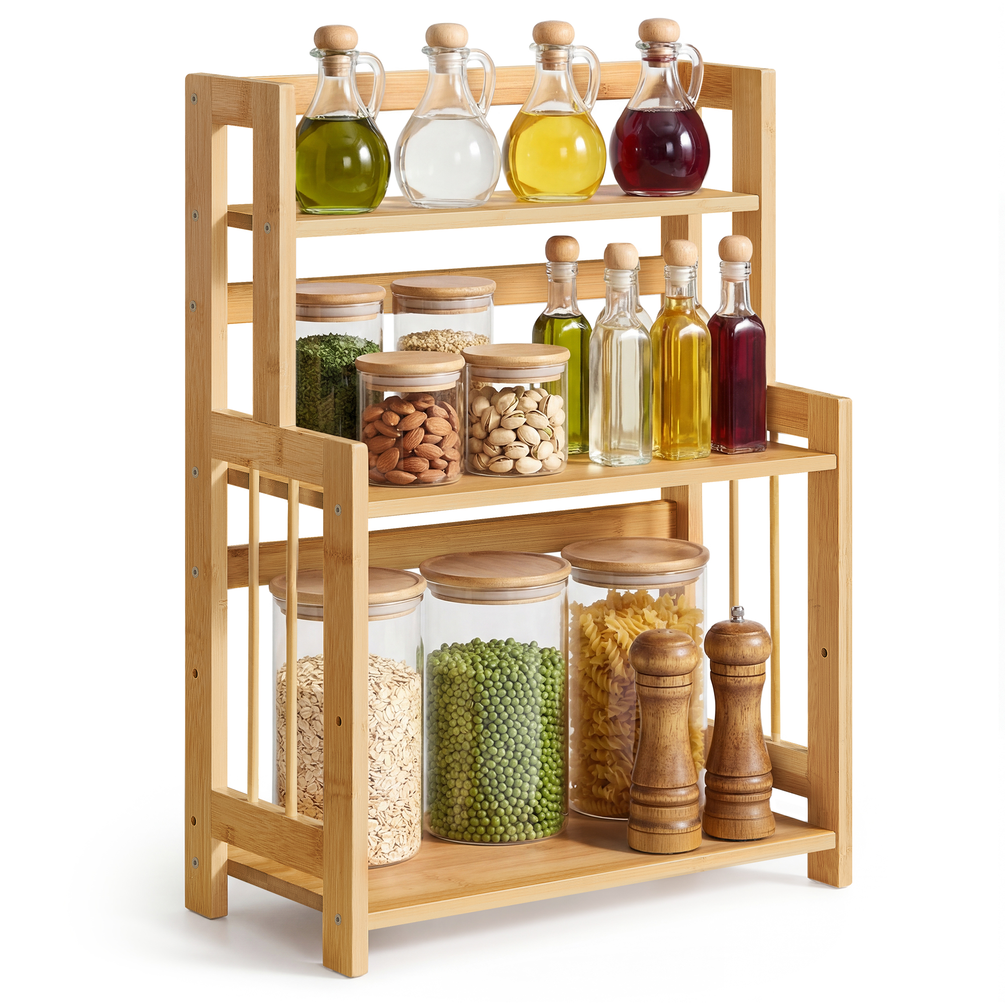 Maustehylly Songmics, 18.6 x 41 x 53,5 cm, 3-tasoinen, bambu, luonnollinen beige