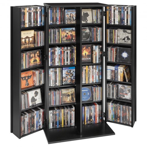 Mediahylly North Craft, CD/DVD-säilytykseen, 6-tasoinen, 610x368x1270mm, musta