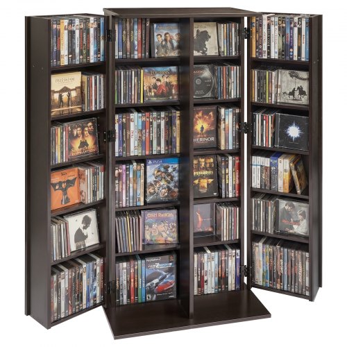 Mediahylly North Craft, CD/DVD-säilytykseen, 6-tasoinen, 610x368x1270mm, Ruskea