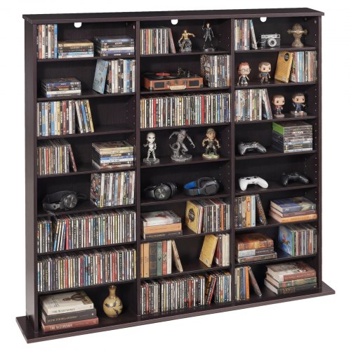 Mediahylly North Craft, CD/DVD-säilytykseen, 8-tasoinen, 142x22x130cm, ruskea