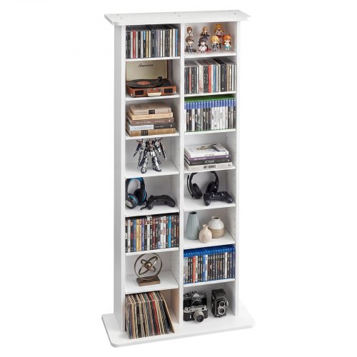 Mediahylly North Craft, CD/DVD-säilytykseen, 8-tasoinen, 559x222x1295mm, Valkoinen