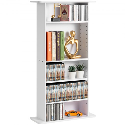 Mediakaappi North Craft, CD/DVD-säilytykseen, 483x178x914mm, 5-tasoinen, Valkoinen
