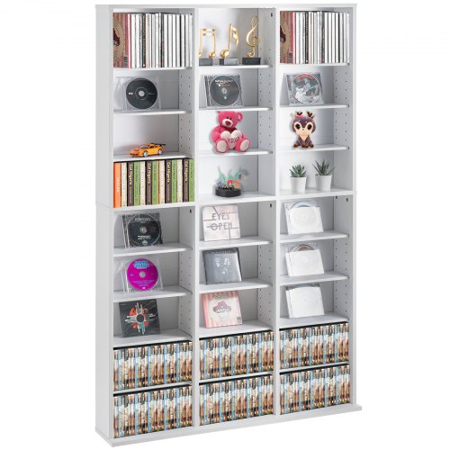 Mediakaappi North Craft, CD/DVD-säilytykseen, 949x182x1538mm, Valkoinen