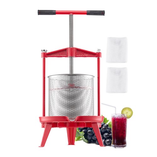 Mehupuristin North Craft, 14L, käsikäyttöinen, Kotiviinin valmistukseen, Ruostumaton Teräs, Punainen