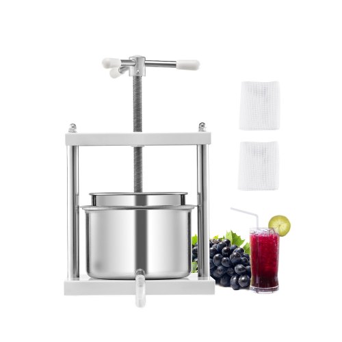 Mehupuristin North Craft, 5L, käsikäyttöinen, Kotiviinin valmistukseen, Teräs, Valkoinen