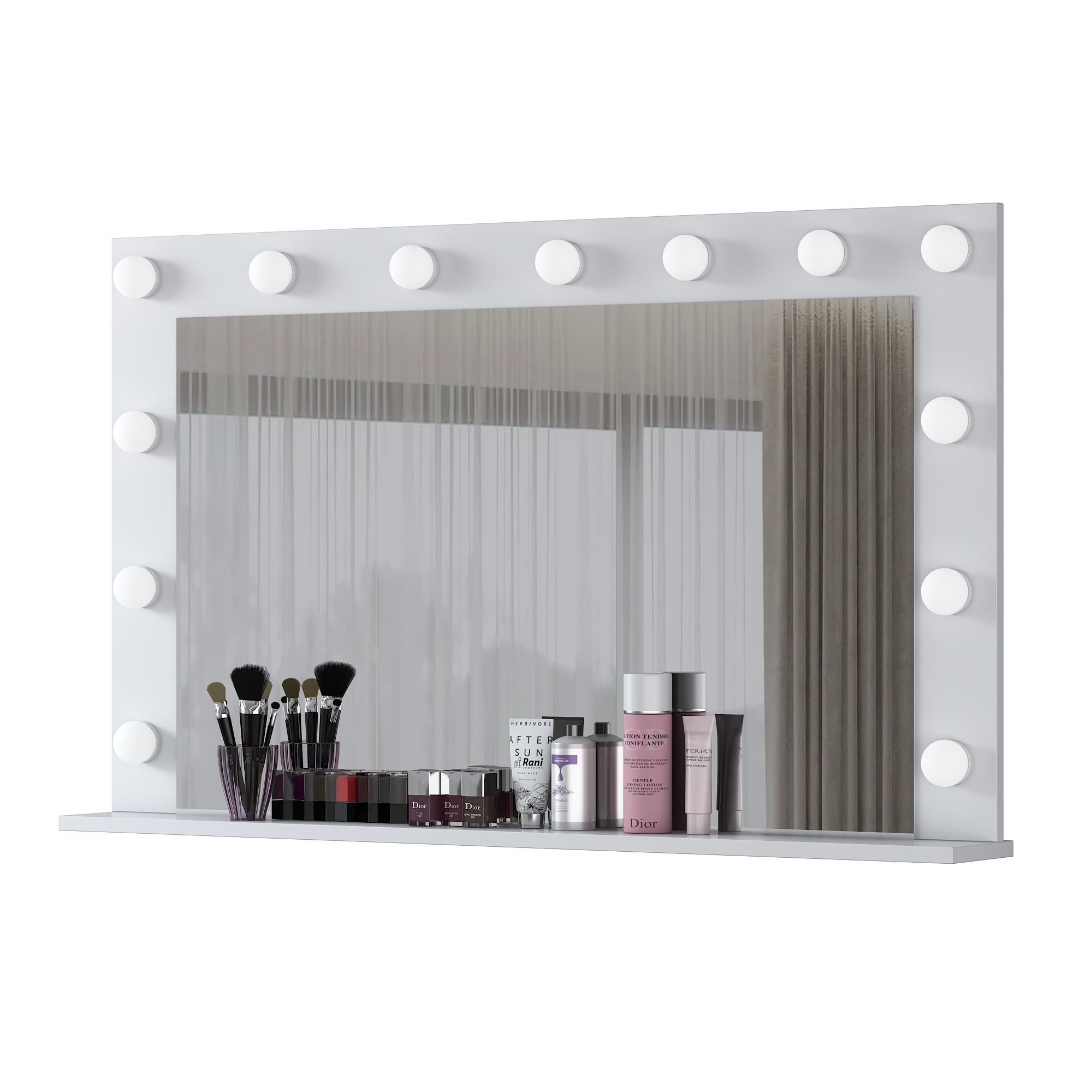 Meikkipeili hyllyllä Valento Furniture EF110 - 5167, 120x71.8x15 cm, valkoinen