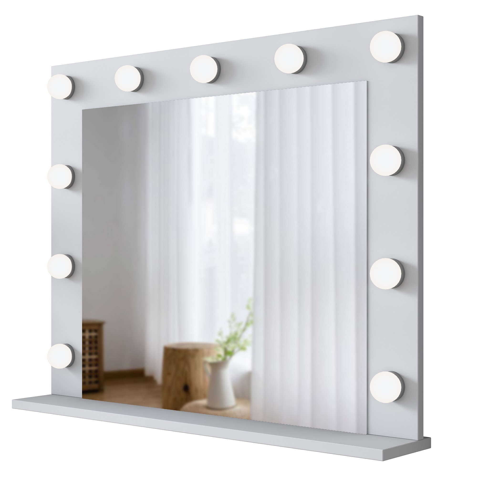 Meikkipeili valoilla Valento Furniture EF108-2998, 71.8x90cm, valkoinen