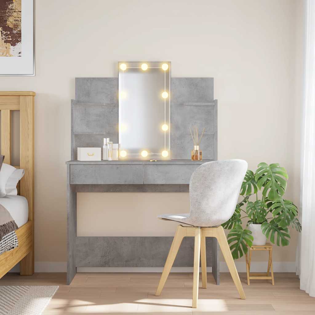 Meikkipöytä LED-valoilla, 96x40x142 cm