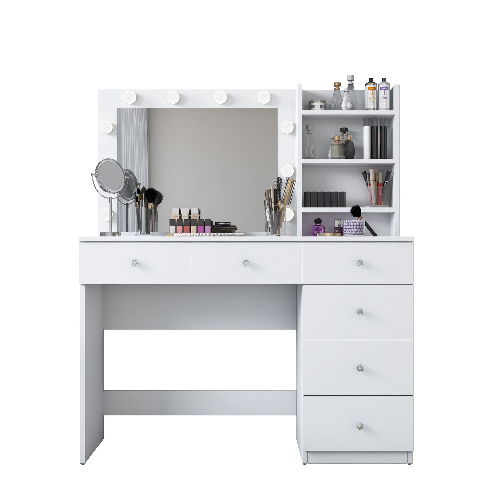 Meikkipöytä Valento Furniture BJ127 - 3431, 110x141.8x40 cm, valkoinen