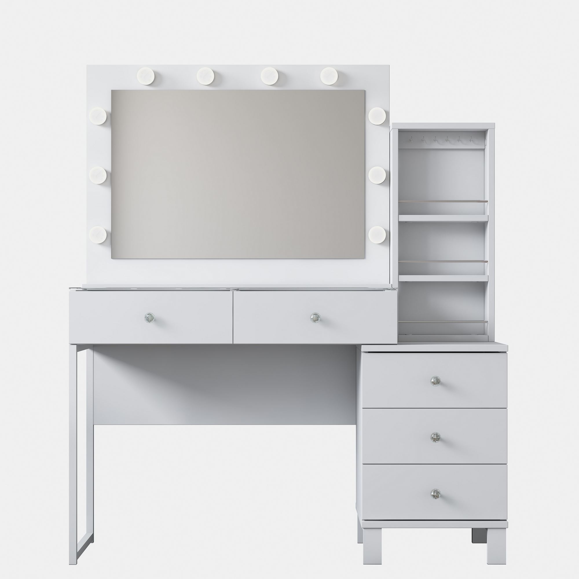 Meikkipöytä Valento Furniture BJ151 - 3869, 120x141.8x40 cm, valkoinen