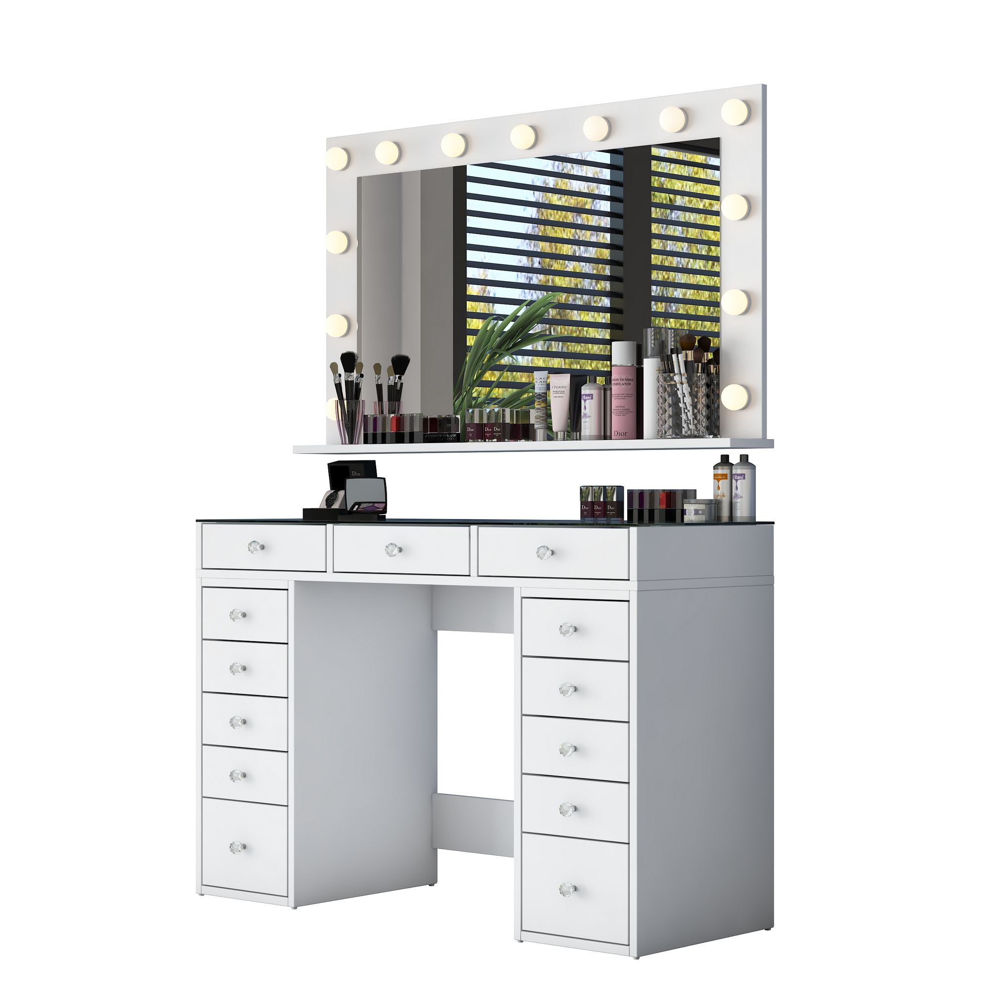 Meikkipöytä Valento Furniture BJ197 - 5175, 120x79.8x44.5 cm, valkoinen