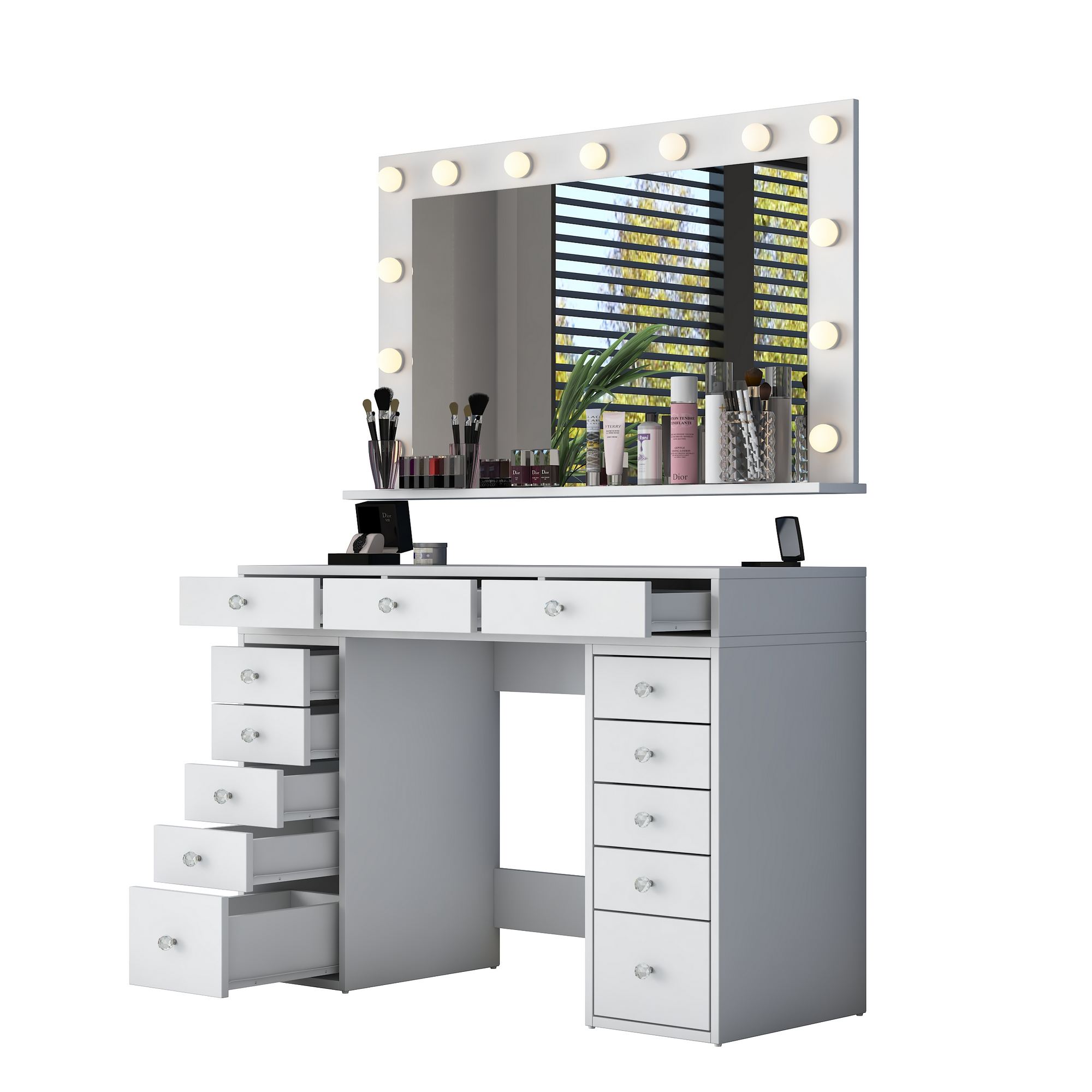 Meikkipöytä Valento Furniture BJ198 - 5176, 120x81.6x44.5 cm, valkoinen