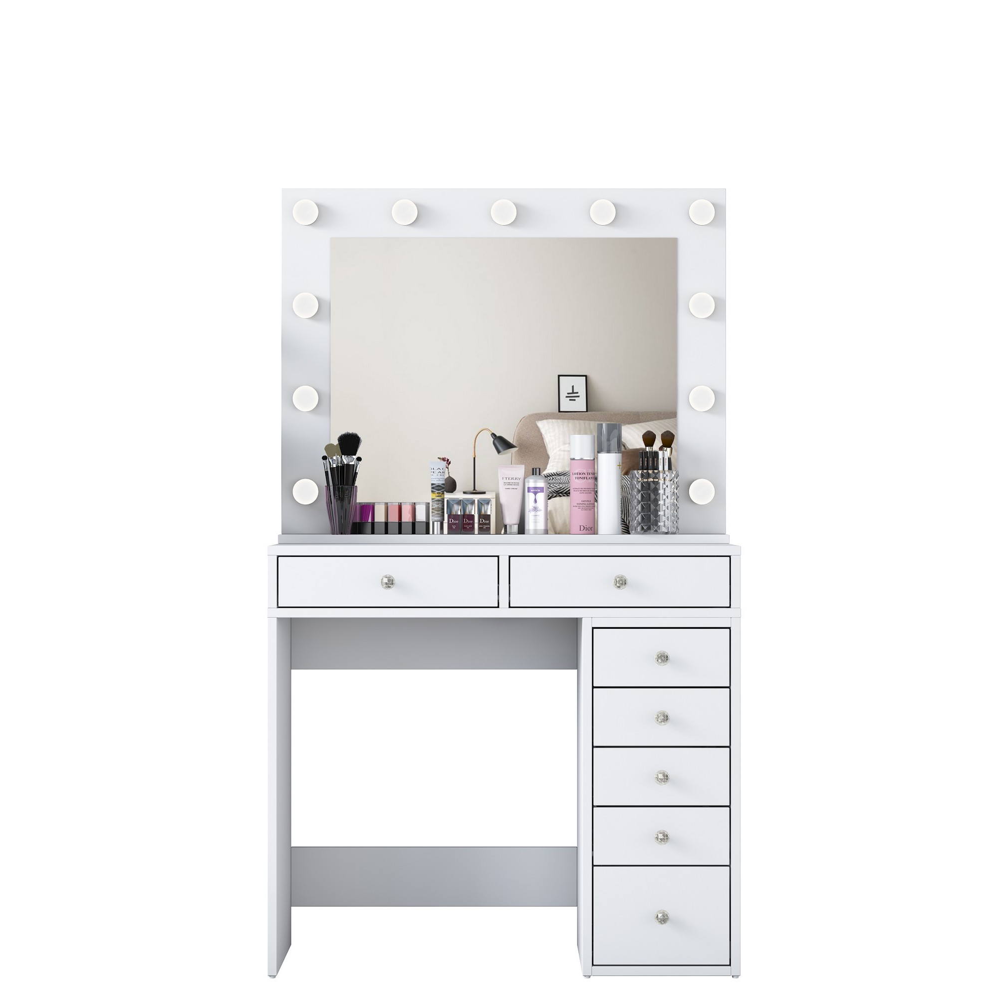 Meikkipöytä valolla Valento Furniture, BJ115-2781, valkoinen