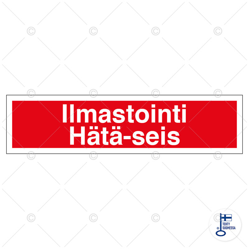 Merkintätarra &quot;Ilmastointi Hätä-seis&quot;, 20x5cm
