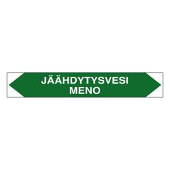 Merkintätarra/putkistotarra &quot;Jäähdytysvesi meno&quot;, 16x2.5cm, 5kpl