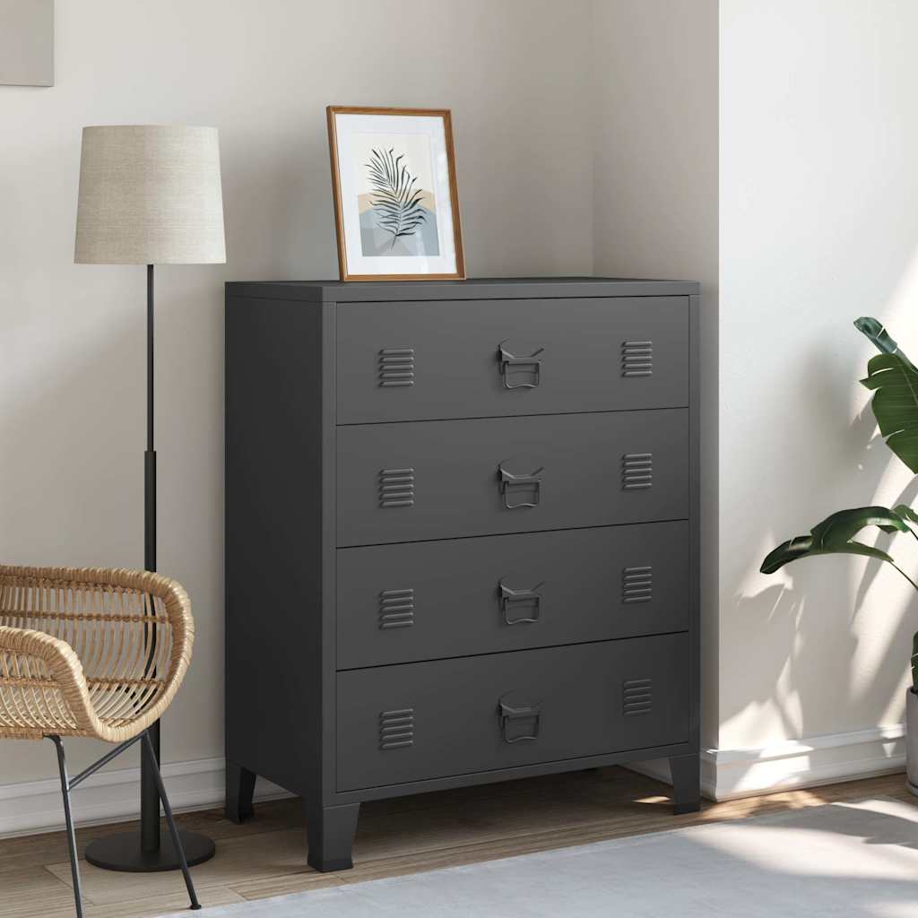 Metallinen lipasto teollinen tyyli 78x40x93 cm musta