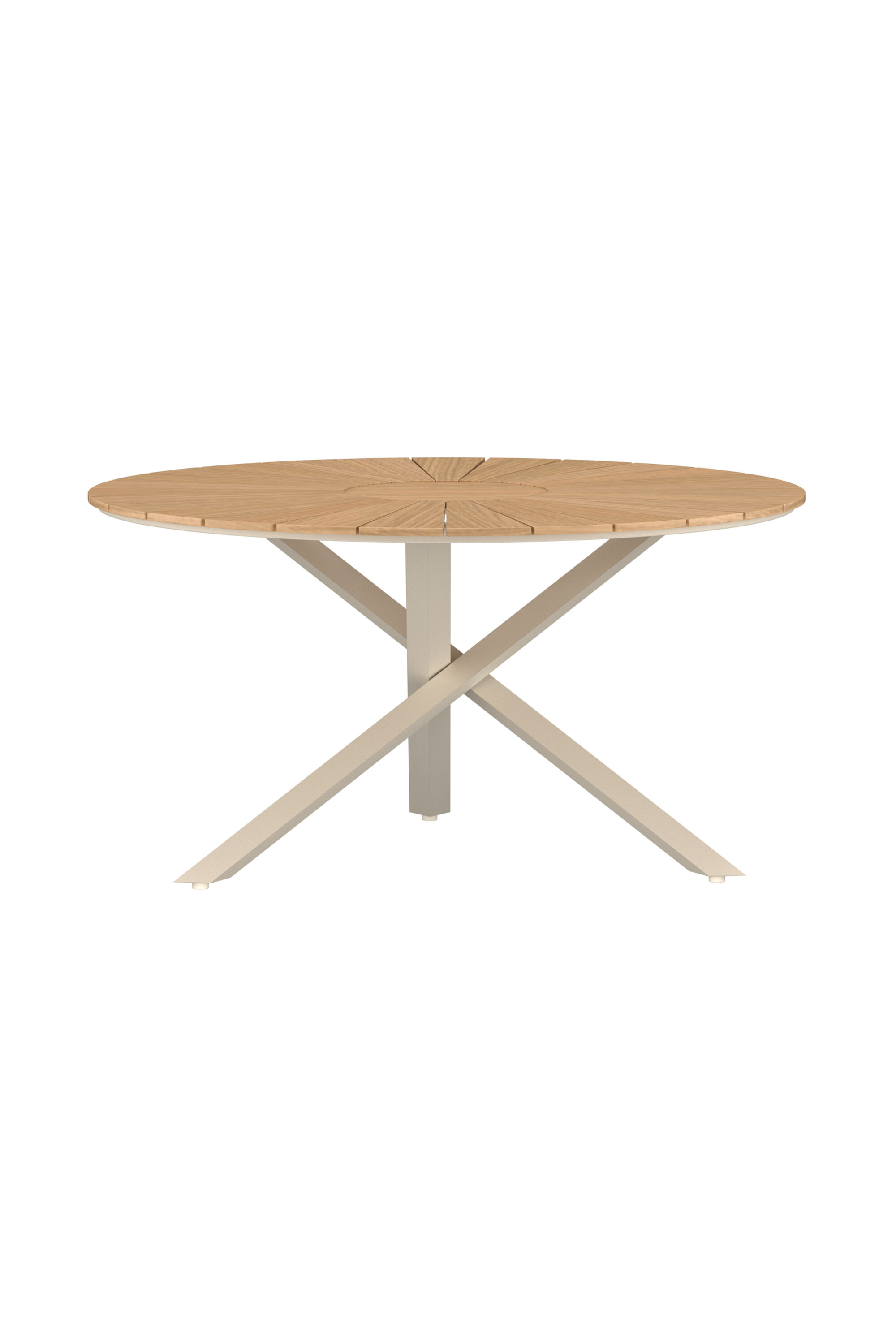 Puutarhapöytä Venture Home Mexico, Ø140 cm, tiikki/alumiini, beige/ruskea