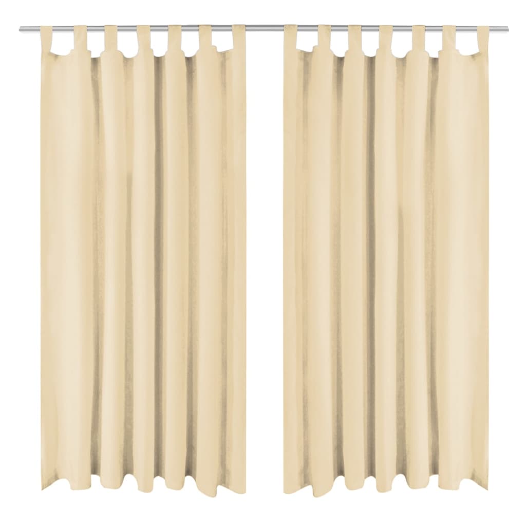 Mikro-satiiniverhot silmukoilla 2 kpl 140x225 cm beige