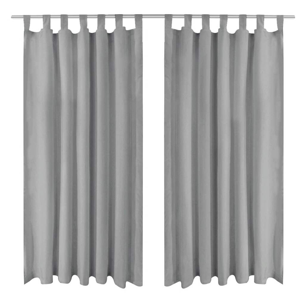 Mikro-satiiniverhot silmukoilla 2 kpl 140x175 cm harmaa