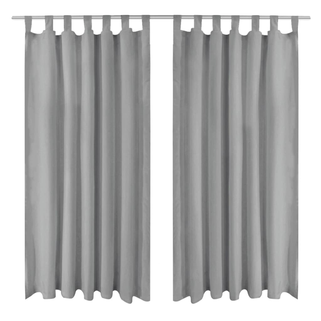 Mikro-satiiniverhot silmukoilla 2 kpl 140x225 cm harmaa