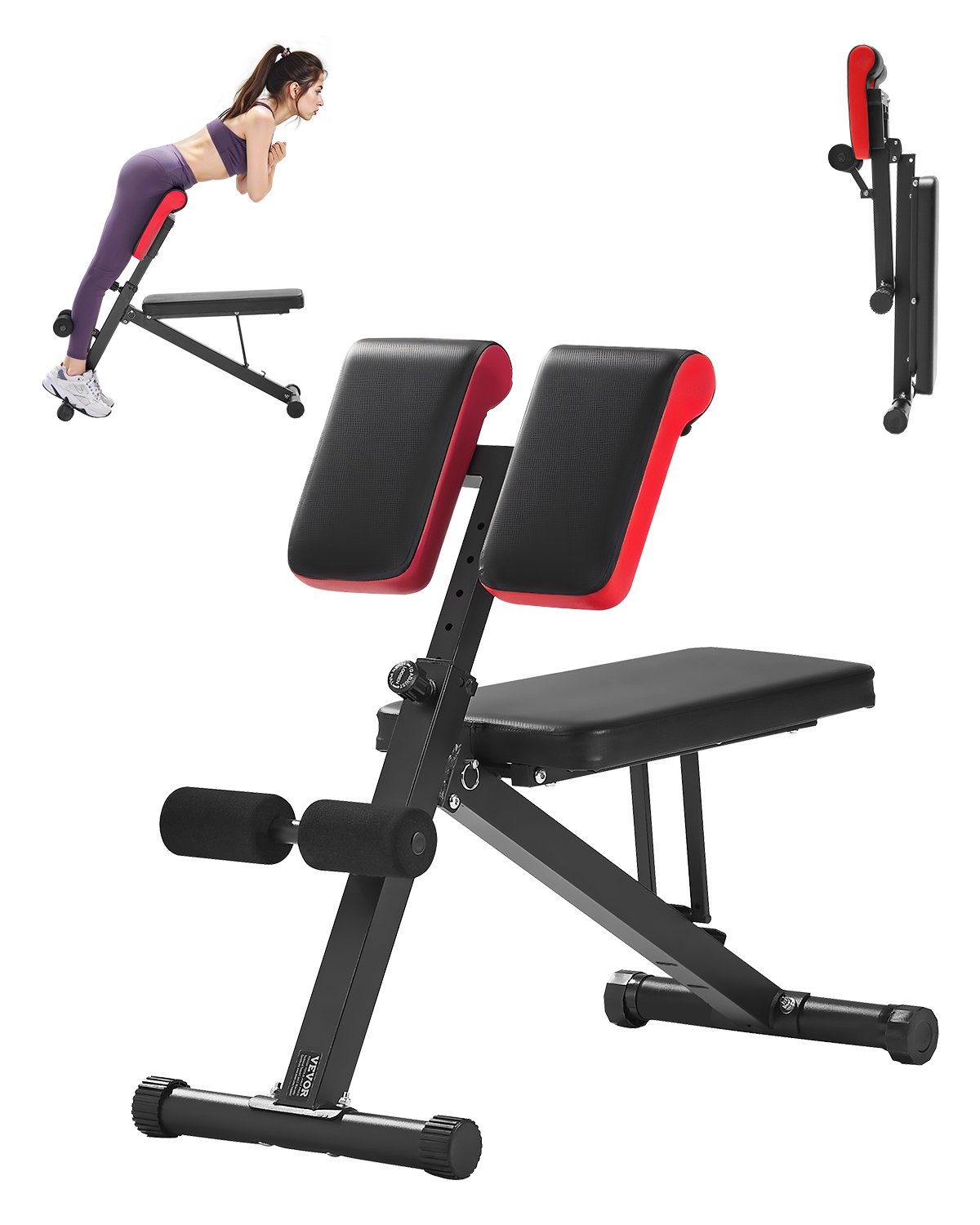 Monitoiminen treenipenkki North Craft SJ1016, 79x40x19cm, 150kg, musta/punainen