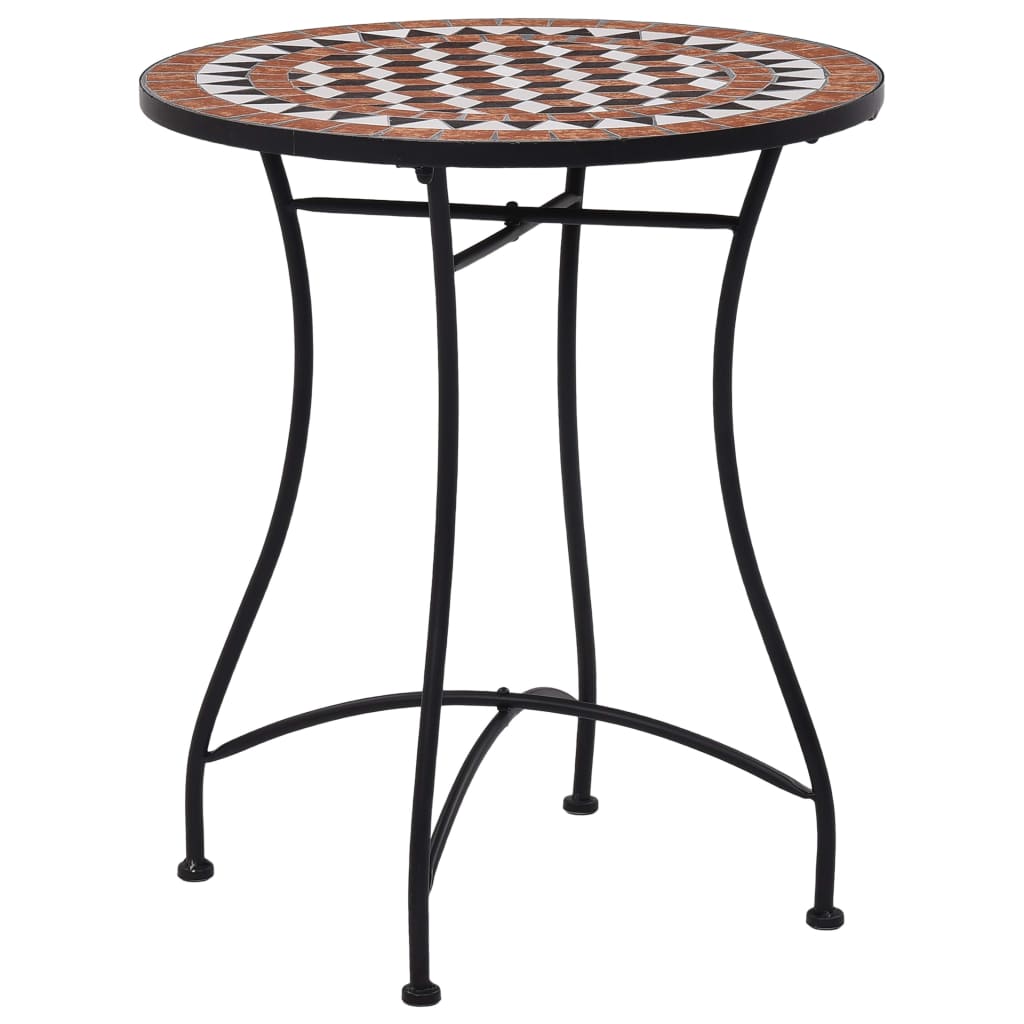 Mosaiikkibistropöytä, ⌀ 60 cm, ruskea keramiikka