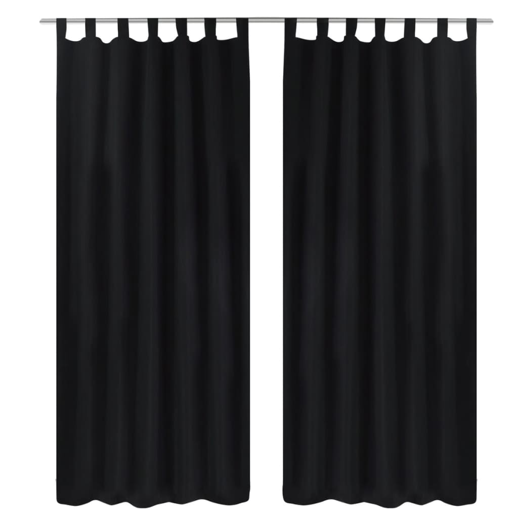 Mustat mikro-satiini verhot lenkeillä 2kpl 140 x 175 cm