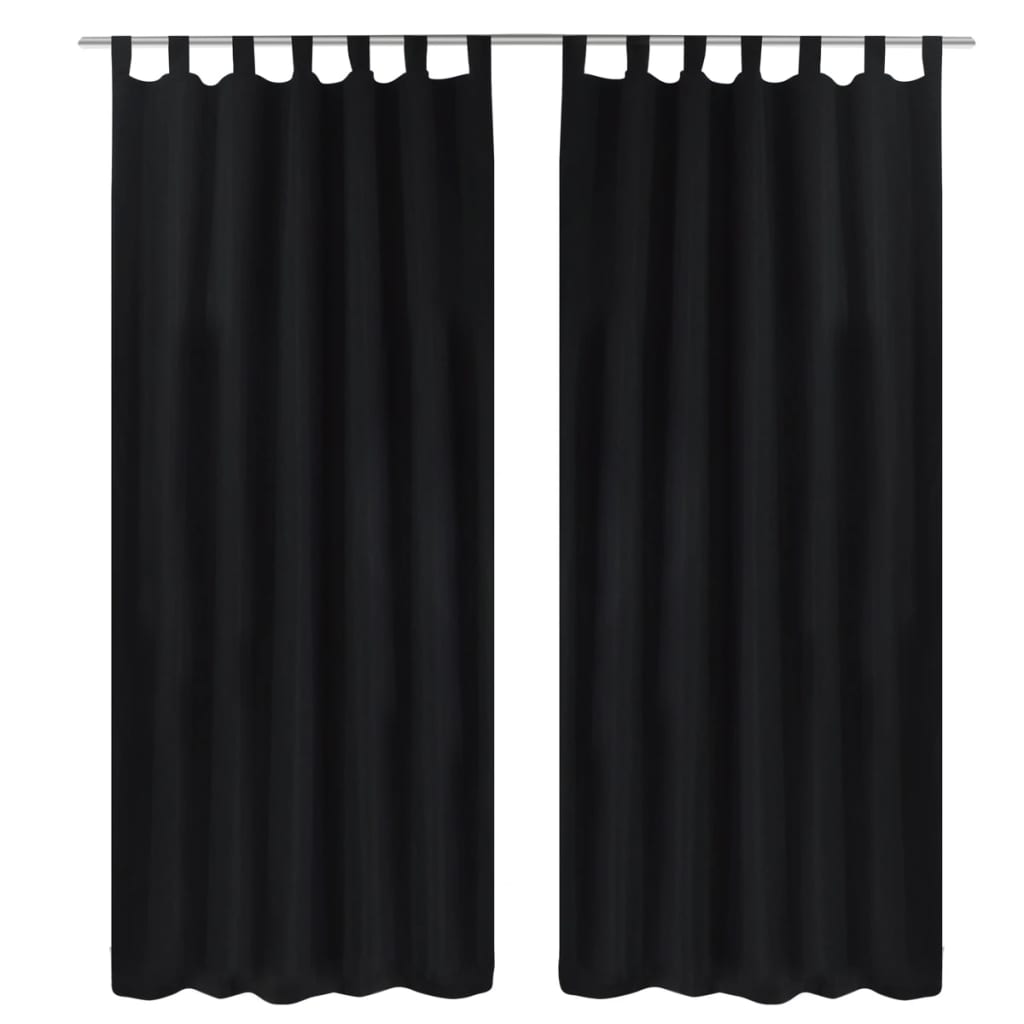 Mustat mikro-satiini verhot lenkeillä 2kpl 140 x 225 cm