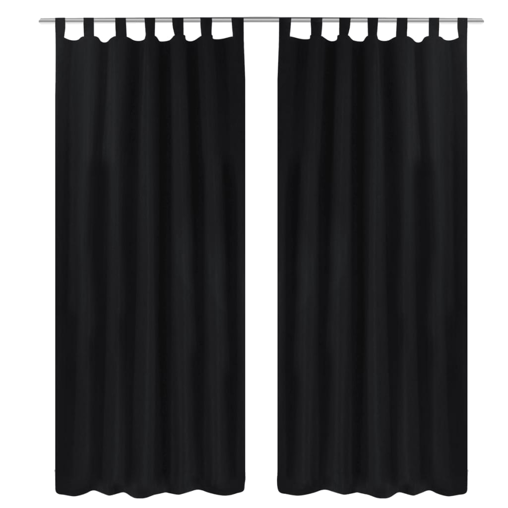 Mustat mikro-satiini verhot lenkeillä 2kpl 140 x 245 cm