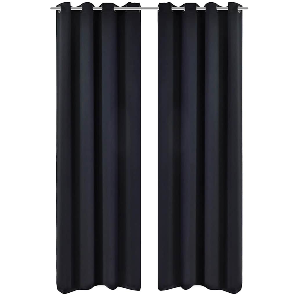 Mustat pimennysverhot metallirenkailla 2 kpl 135 x 245 cm