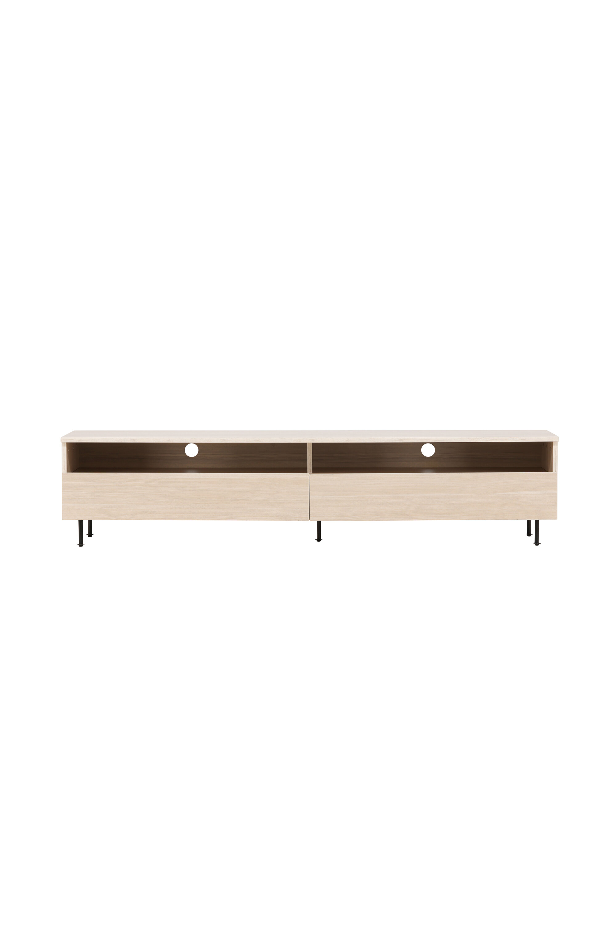 TV-taso Venture Home Navarra, 180x40 cm, mustat metallijalat, valkolakattu