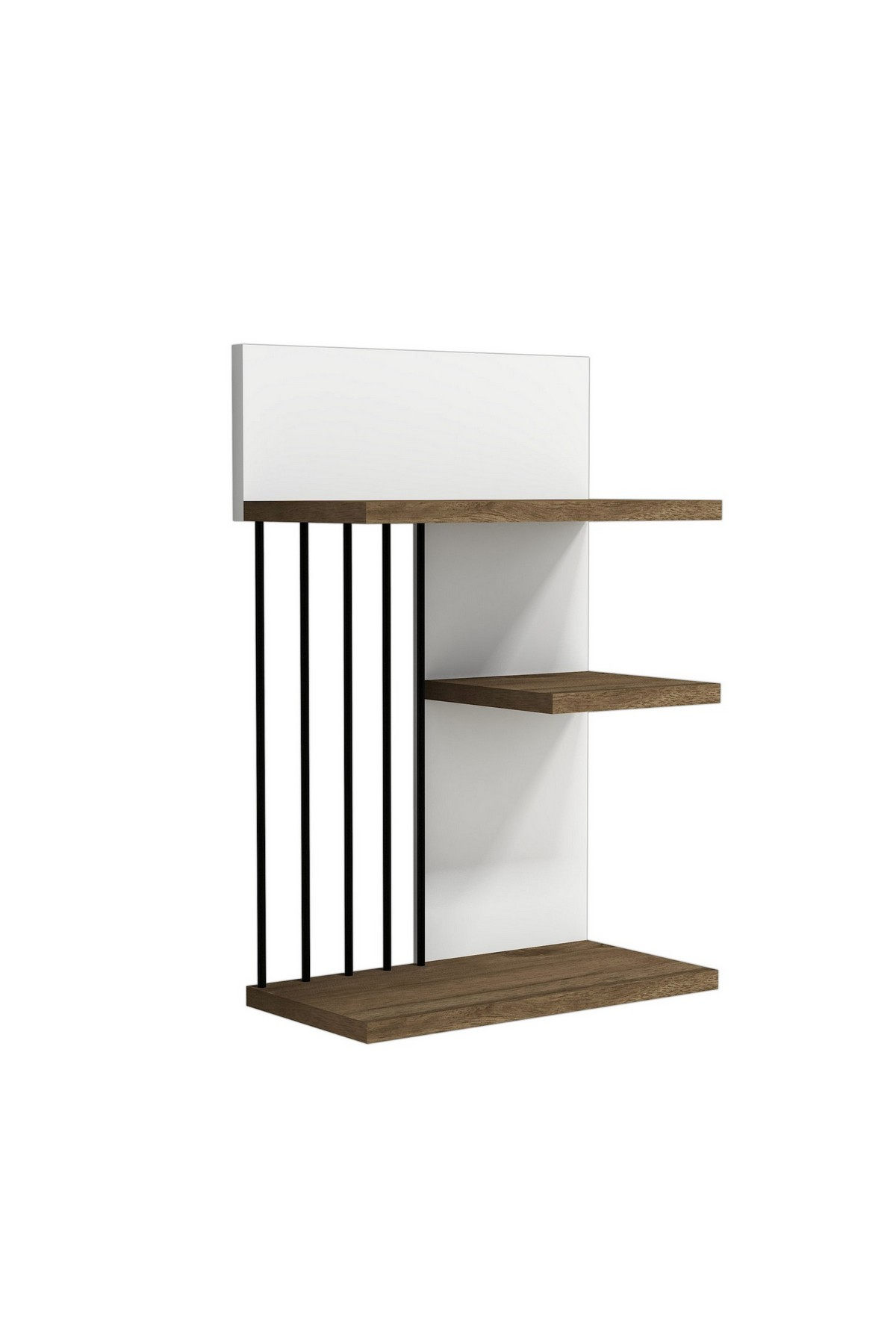 Seinähylly Valento Furniture Nezma, 40x60x21.4cm, valkoinen, pähkinäpuu